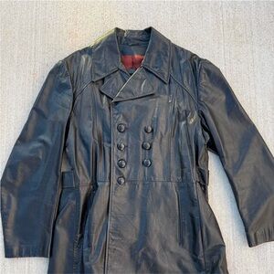 Black Leather Men's Coat